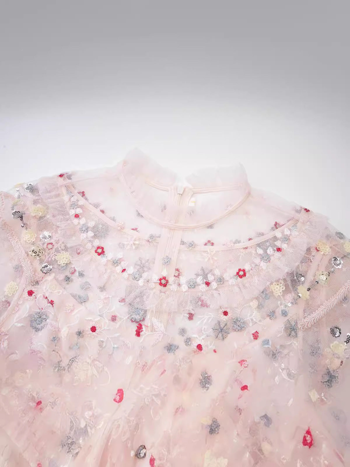 Robe Longue Paillettes Col Roulé Mi-Haut Manches 3/4 Robe de Soirée