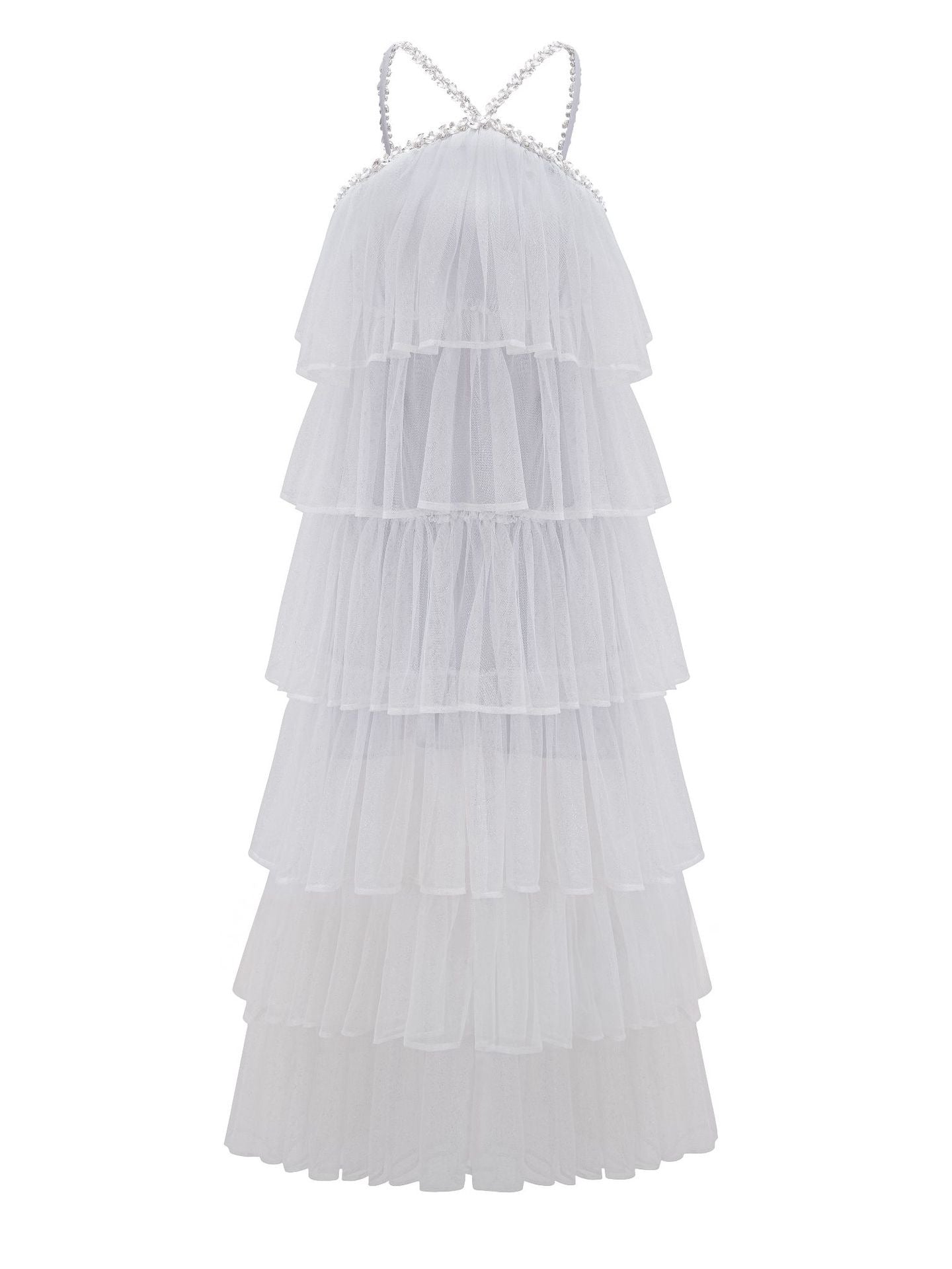 Robe Longue Licou Sans Manches Robe de Soirée en Gris