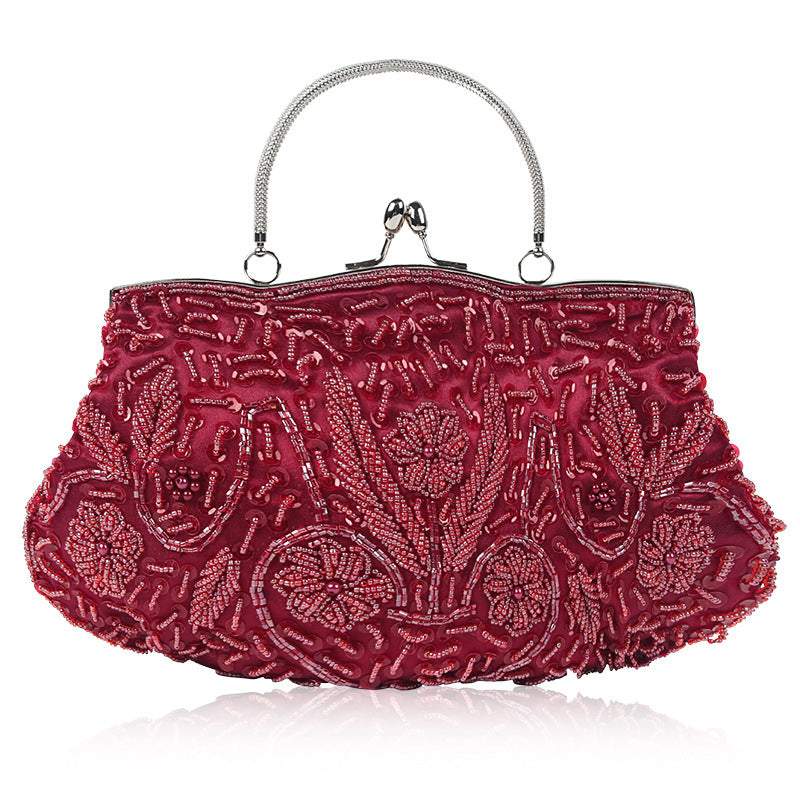Sac de soirée vintage en broderie perlée fait à la main