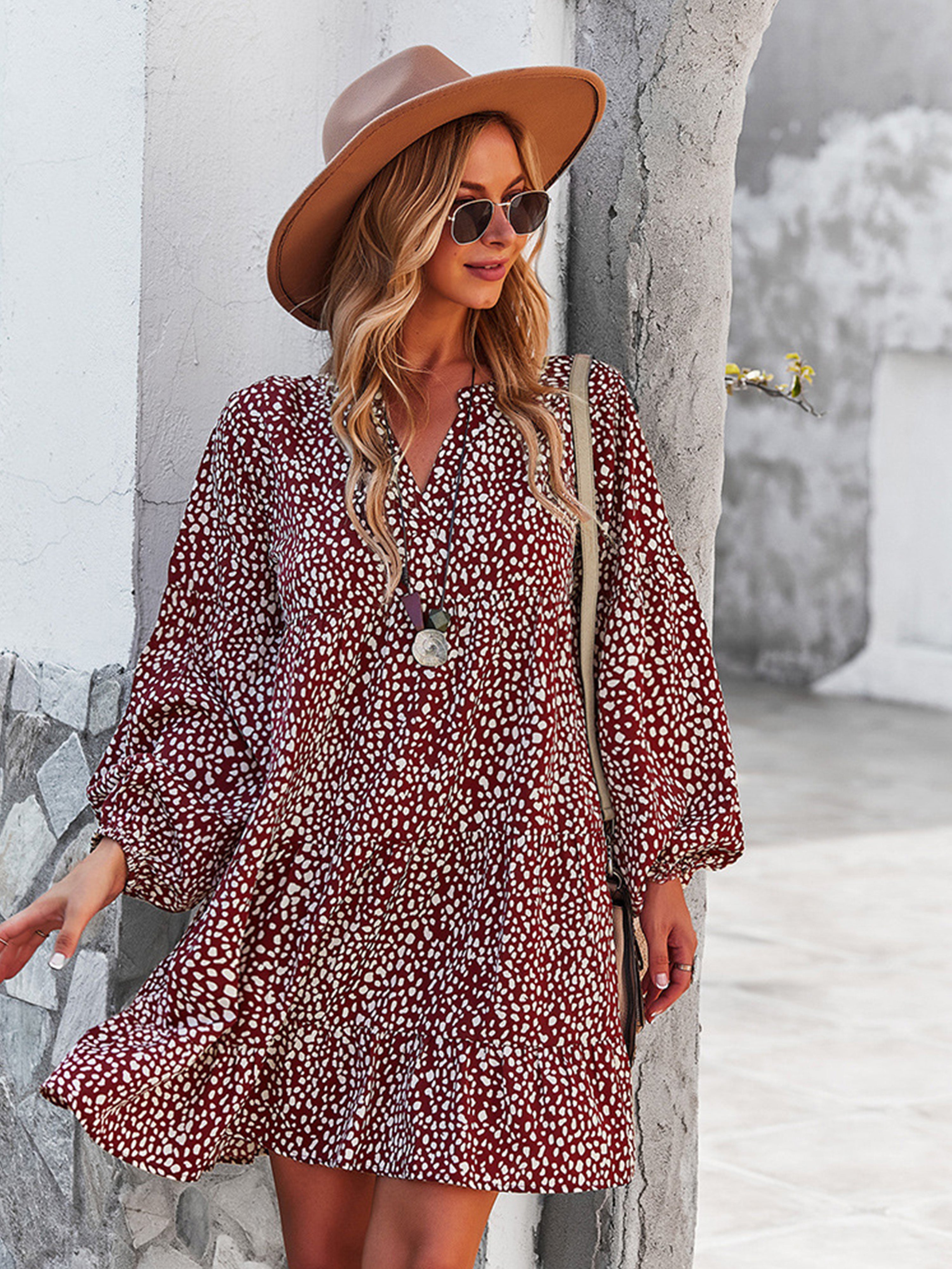 Robe Trapèze Col V Manches Longues Robe Invitée de Mariage en Bordeaux