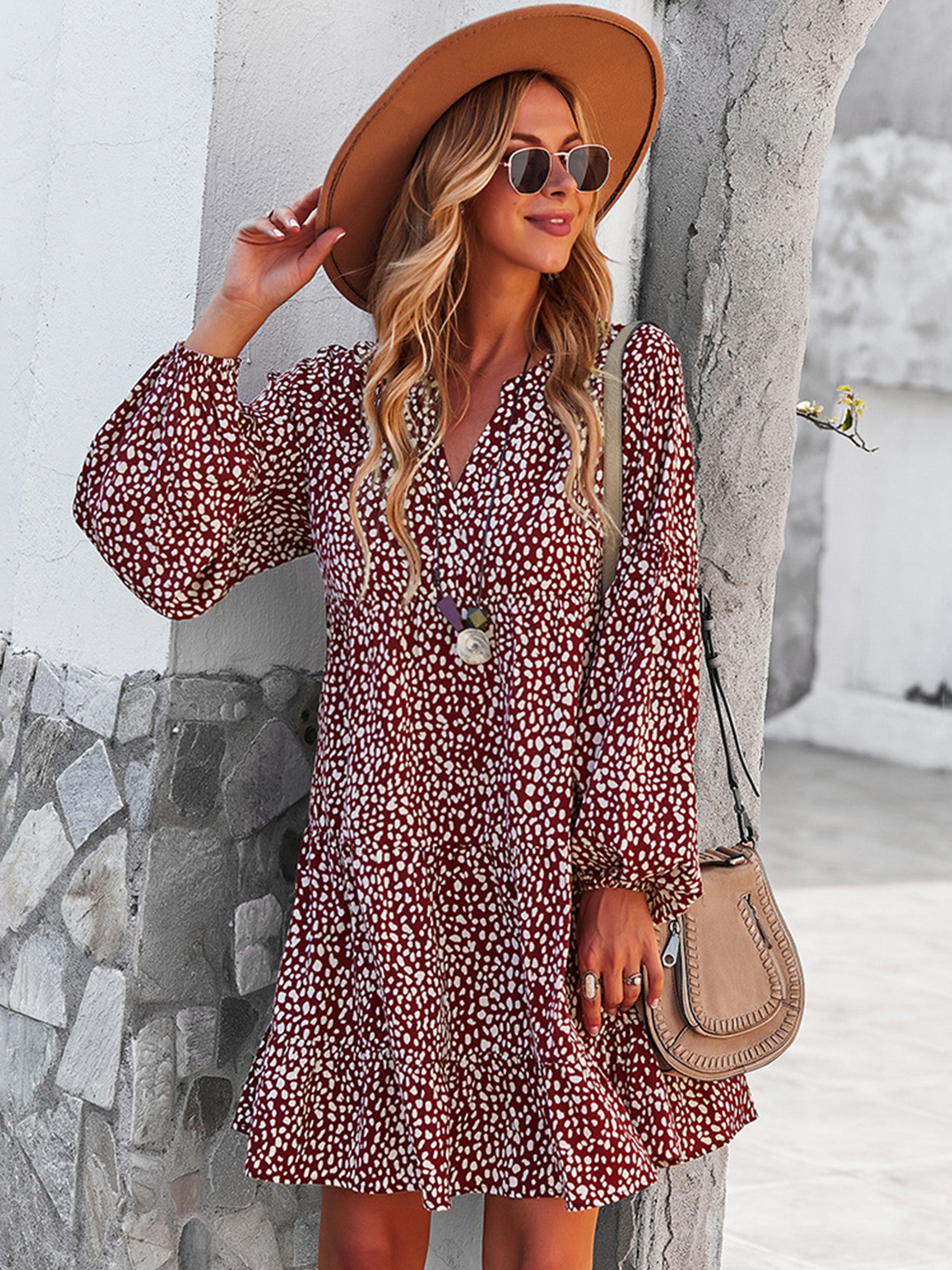 Robe Trapèze Col V Manches Longues Robe Invitée de Mariage en Bordeaux