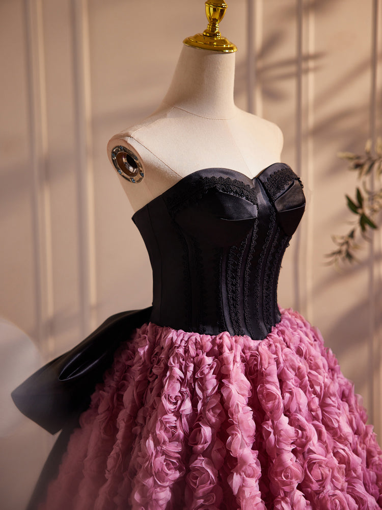 Robe de Soirée Col Cœur Sans bretelles en Tulle avec Balayage et Noeud de Papillon