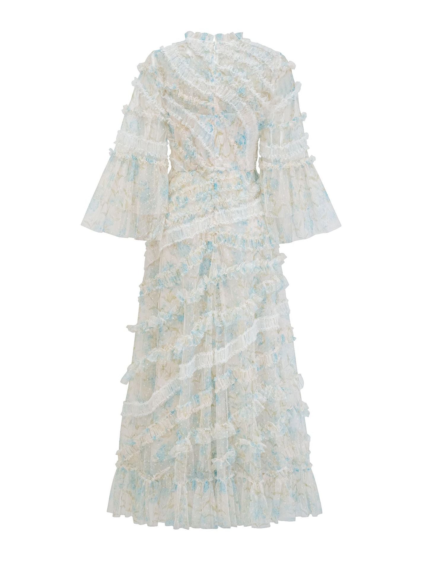 Robe Trapèze Col Rond Manches 3/4 Robe de Soirée en Bleu