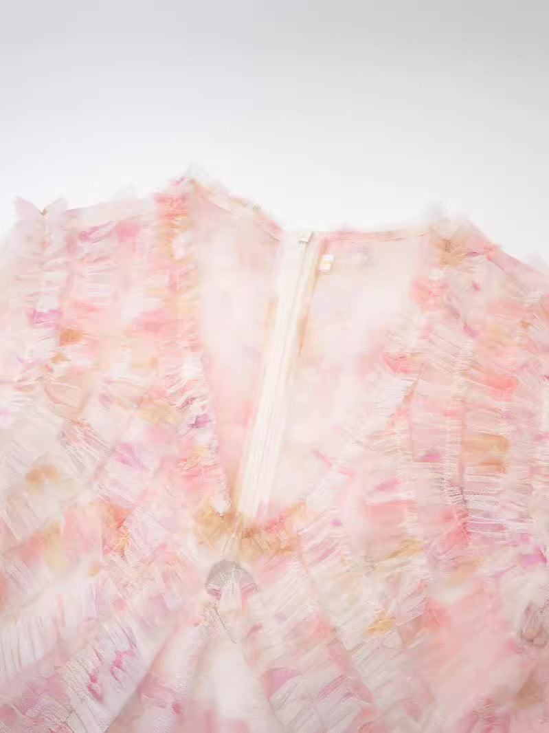 Robe Courte Trapèze Col V Manches Longues Robe de Soirée