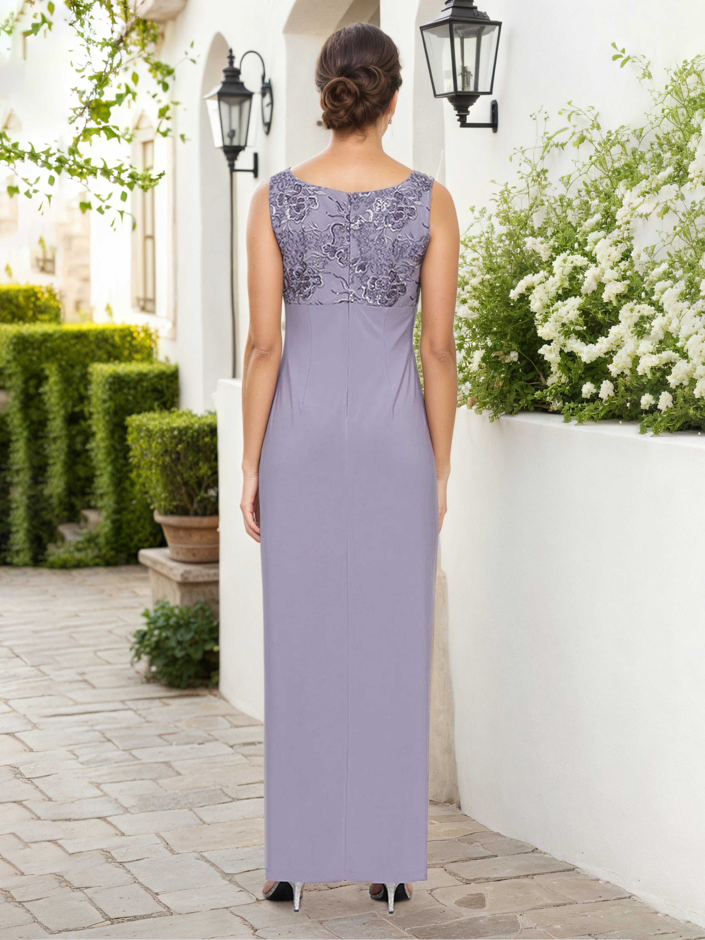 Tenue Mere Dela Mariee Tahiti Col Rond Robe à Taille Empire Avec Boléro Manches 3/4