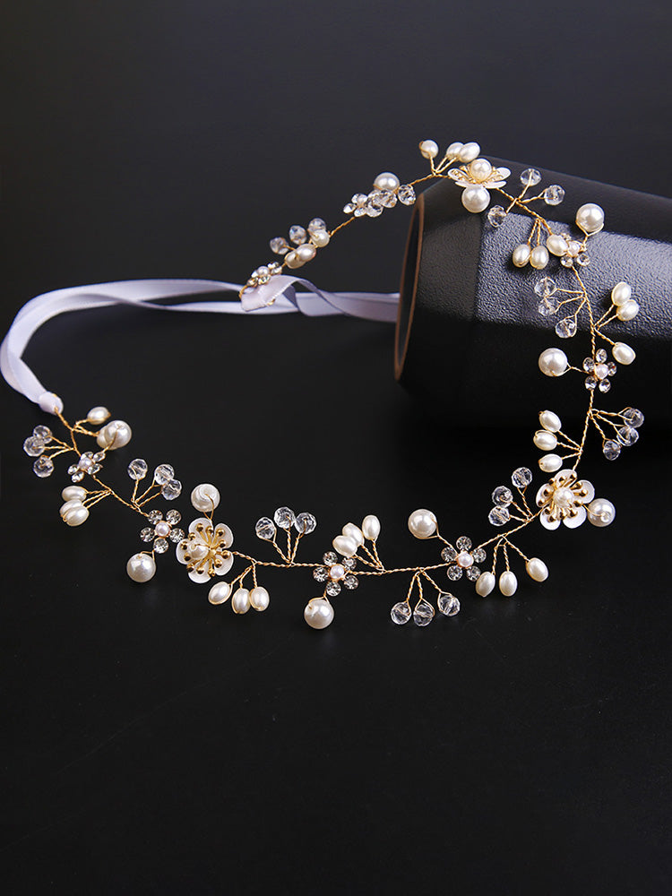 Bandeau de mariage à Fleurs en Perles