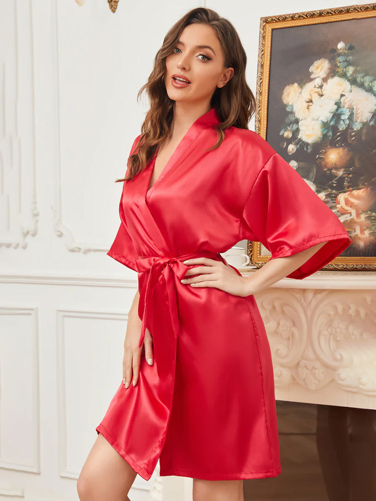 Robe de Nuit en Satin Rouge pour Mariée