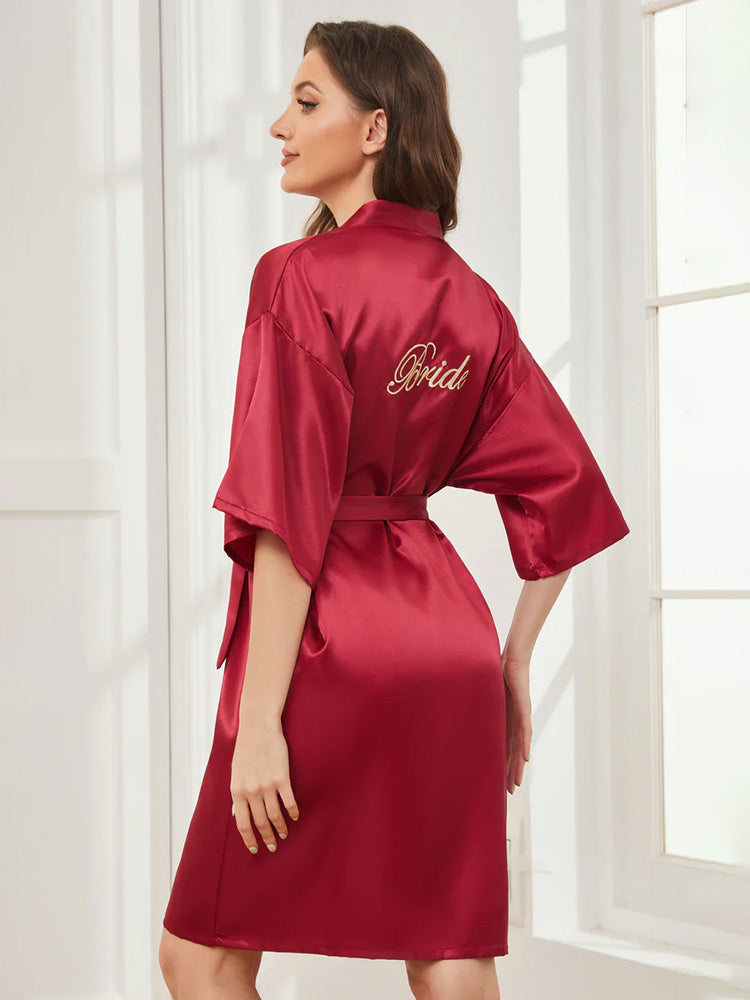 Robe de Nuit en Satin Bordeaux pour Mariée