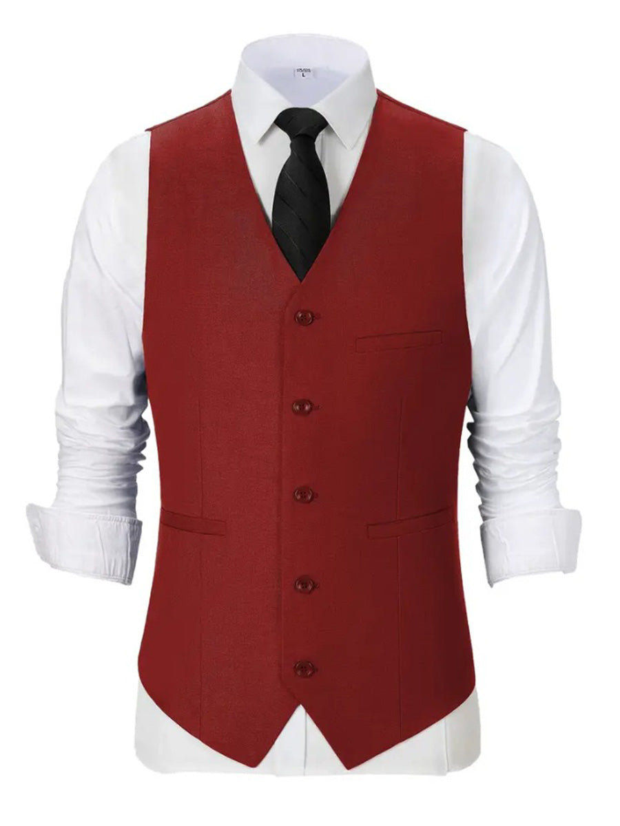 Gilet Élégant en ROUGE pour Marié et Témoins Coupe Slim et Style Polyvalent