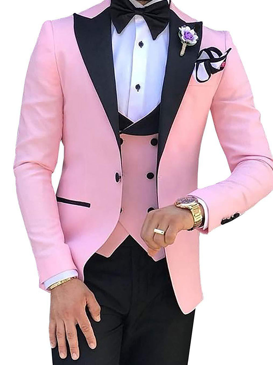 Costume Homme en ROSE 3 Pièces Tenue de Cérémonie et de Réception Élégante