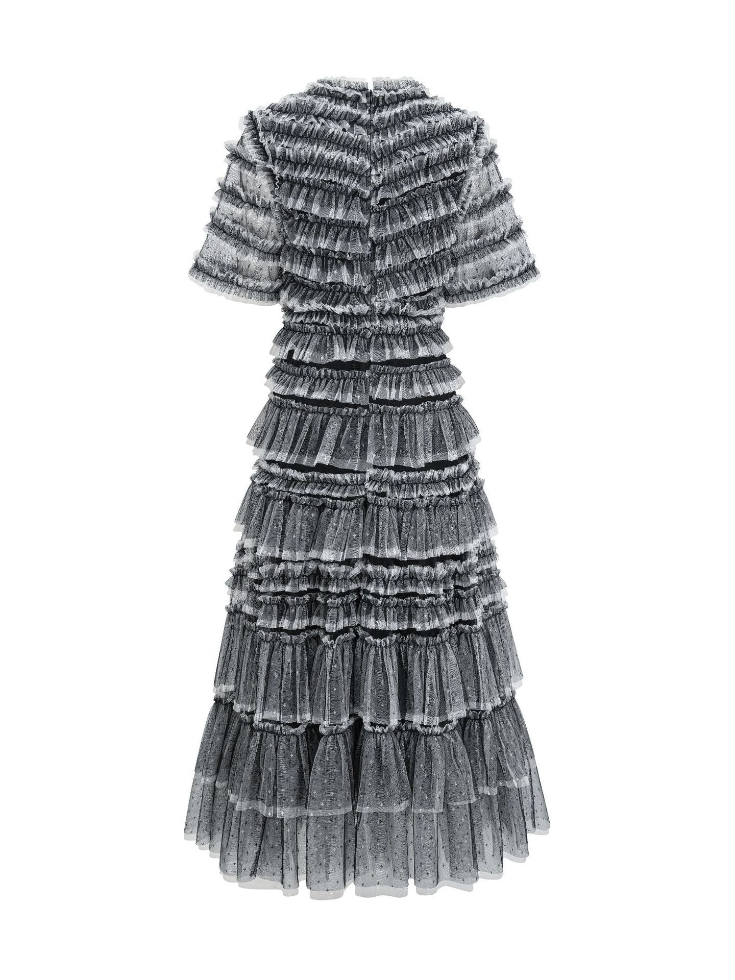 Robe Trapèze Col Rond Demi-Manches Robe de Soirée