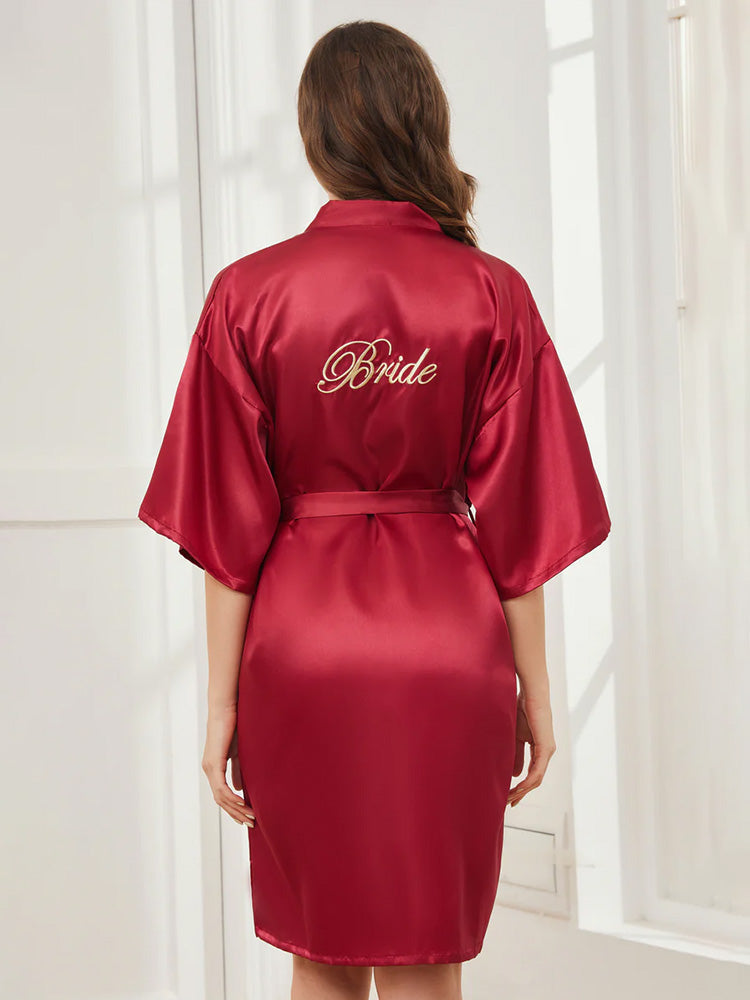 Robe de Nuit en Satin Bordeaux pour Mariée