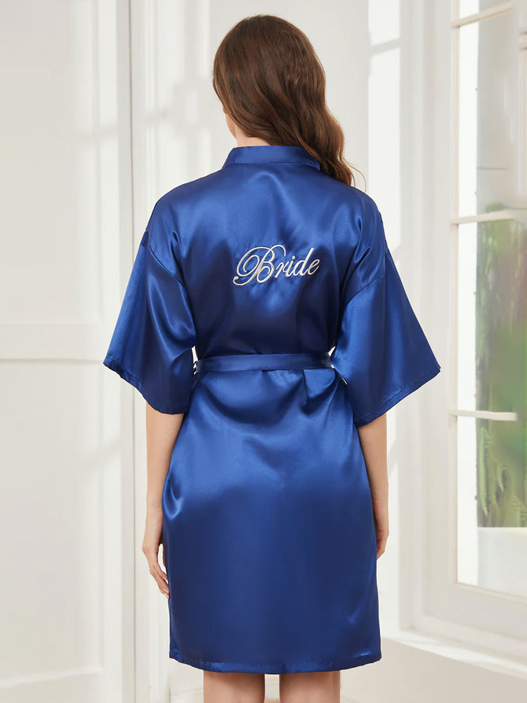 Robe de Nuit en Satin Bleu Royale pour Mariée