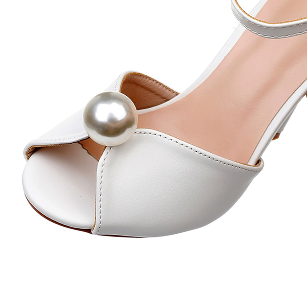 Simple Chaussures de mariage formelles à talons hauts avec bouche de poisson et perle