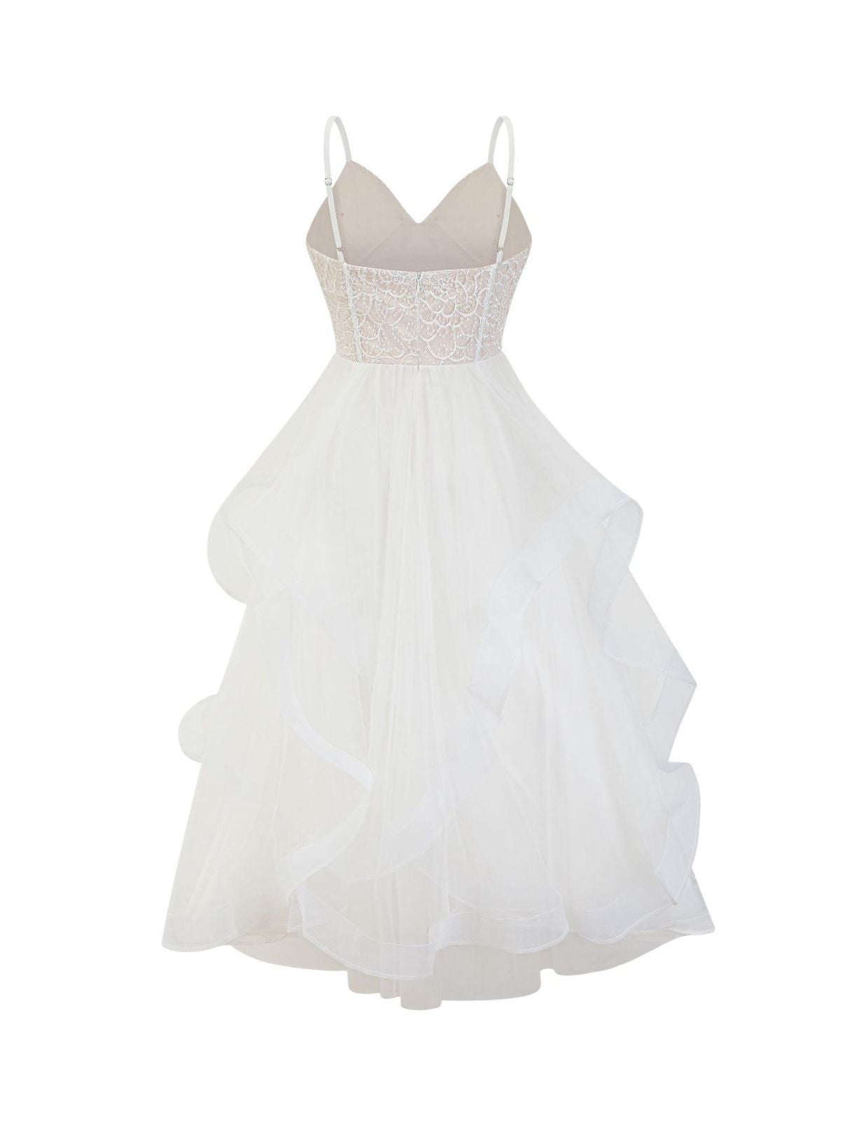 Robe Dentelle Bretelle Spaghetti Col V Sans Manches Robe de Soirée