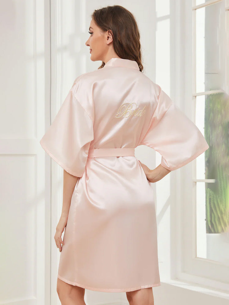 Robe de Nuit en Satin Rose pour Mariée