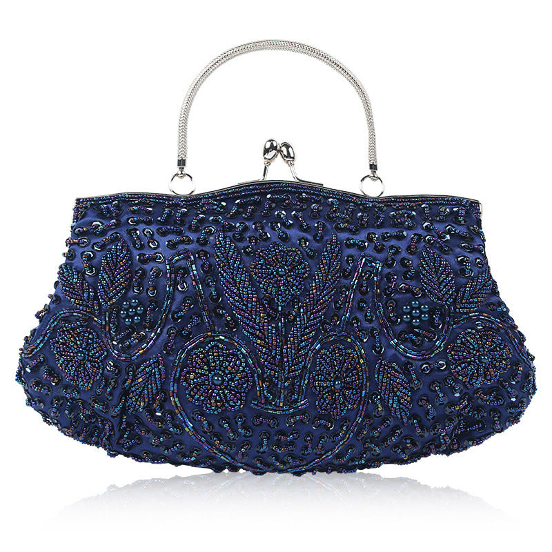 Sac de soirée vintage en broderie perlée fait à la main