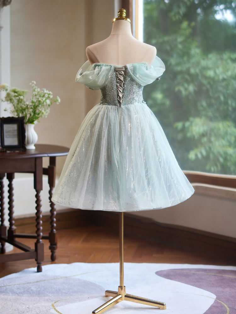 Robe de bal Col Cœur en Tulle Épaules Dénudées avec Appliques de Fleurs