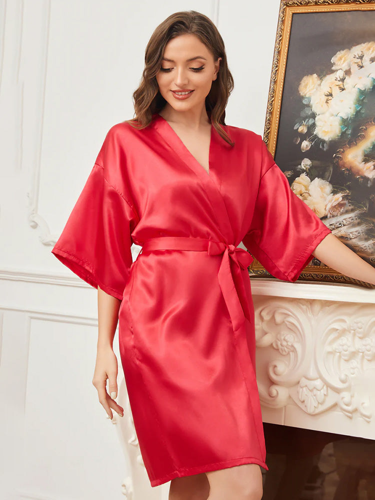 Robe de Nuit en Satin Rouge pour Mariée