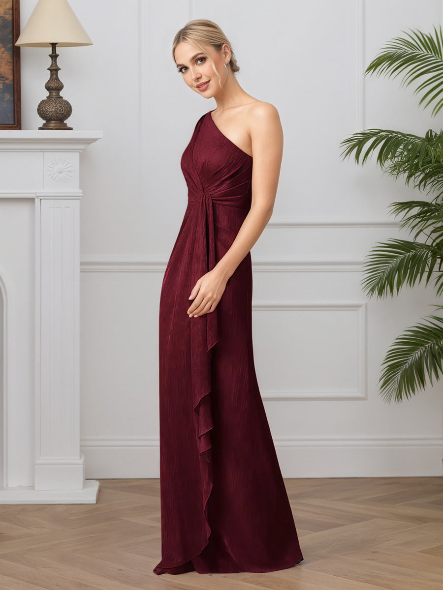 Cicinia BORDEAUX Robe pour Mère de la Mariée Longue Fourreau Seule Épaule sans Manches