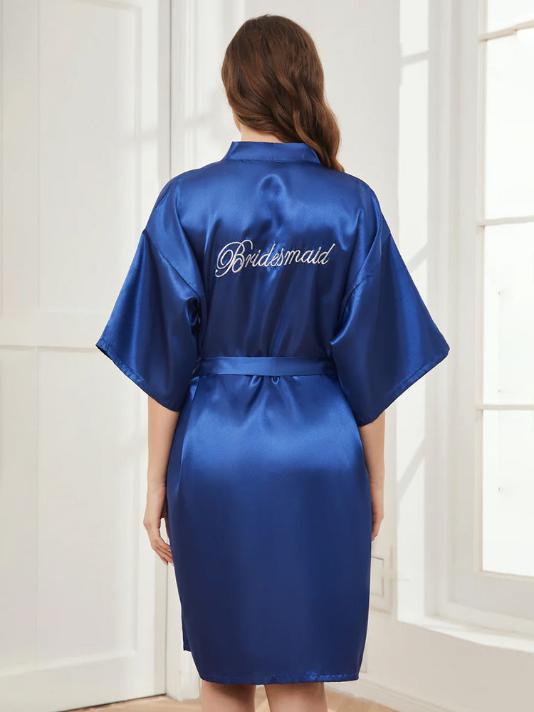 Robe de Nuit Bleu Royale en Satin pour Mariée