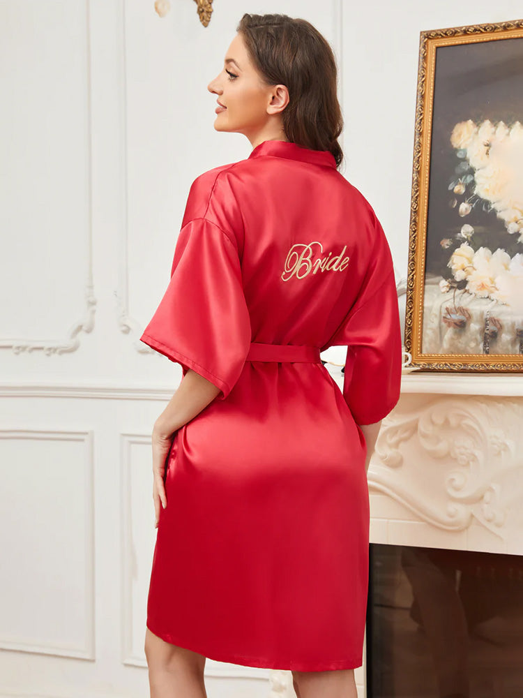 Robe de Nuit en Satin Rouge pour Mariée