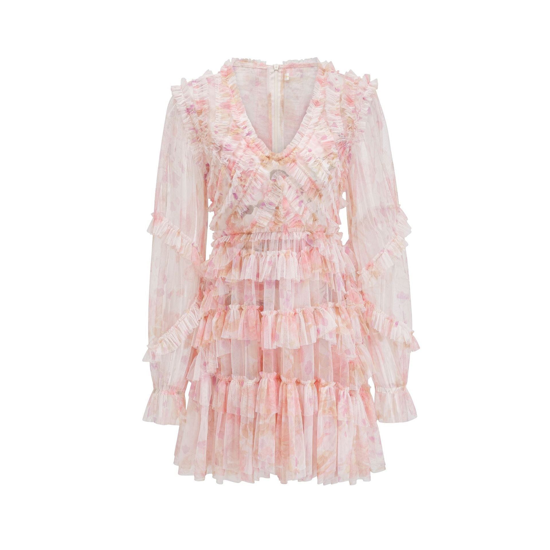 Robe Courte Trapèze Col V Manches Longues Robe de Soirée