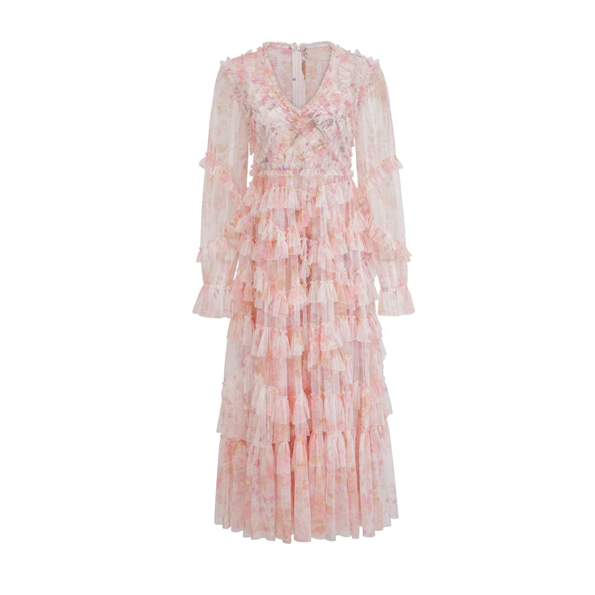 Robe Longue Trapèze Col V Manches Longues Robe de Soirée