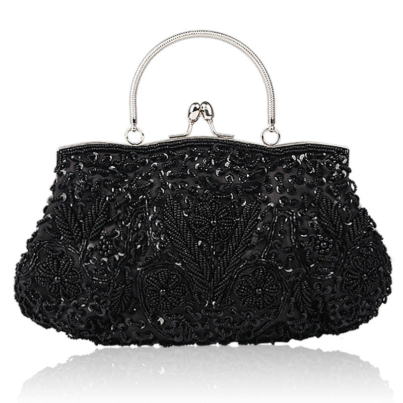 Sac de soirée vintage en broderie perlée fait à la main