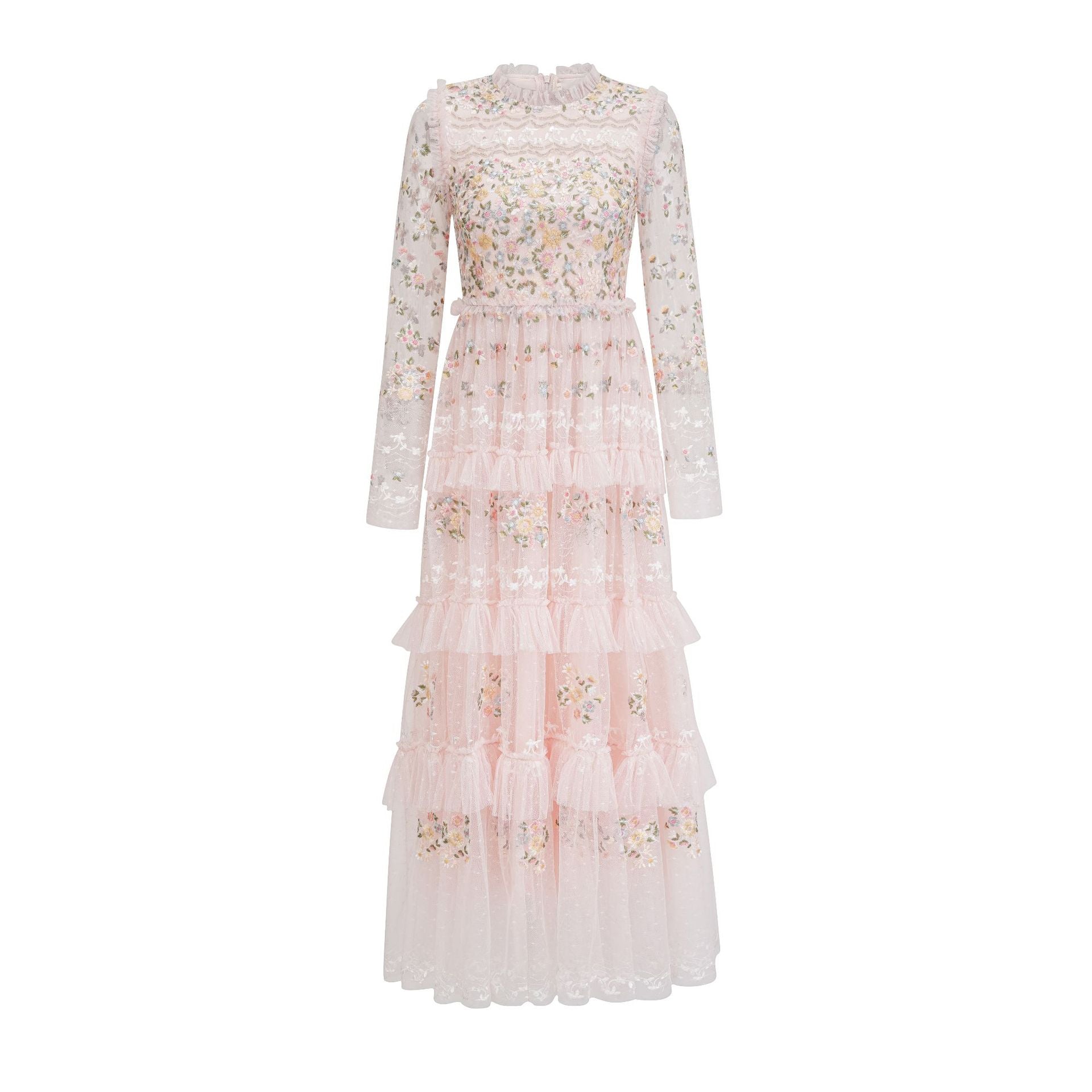 Robe Trapèze Col Rond Manches Longues Robe de Soirée