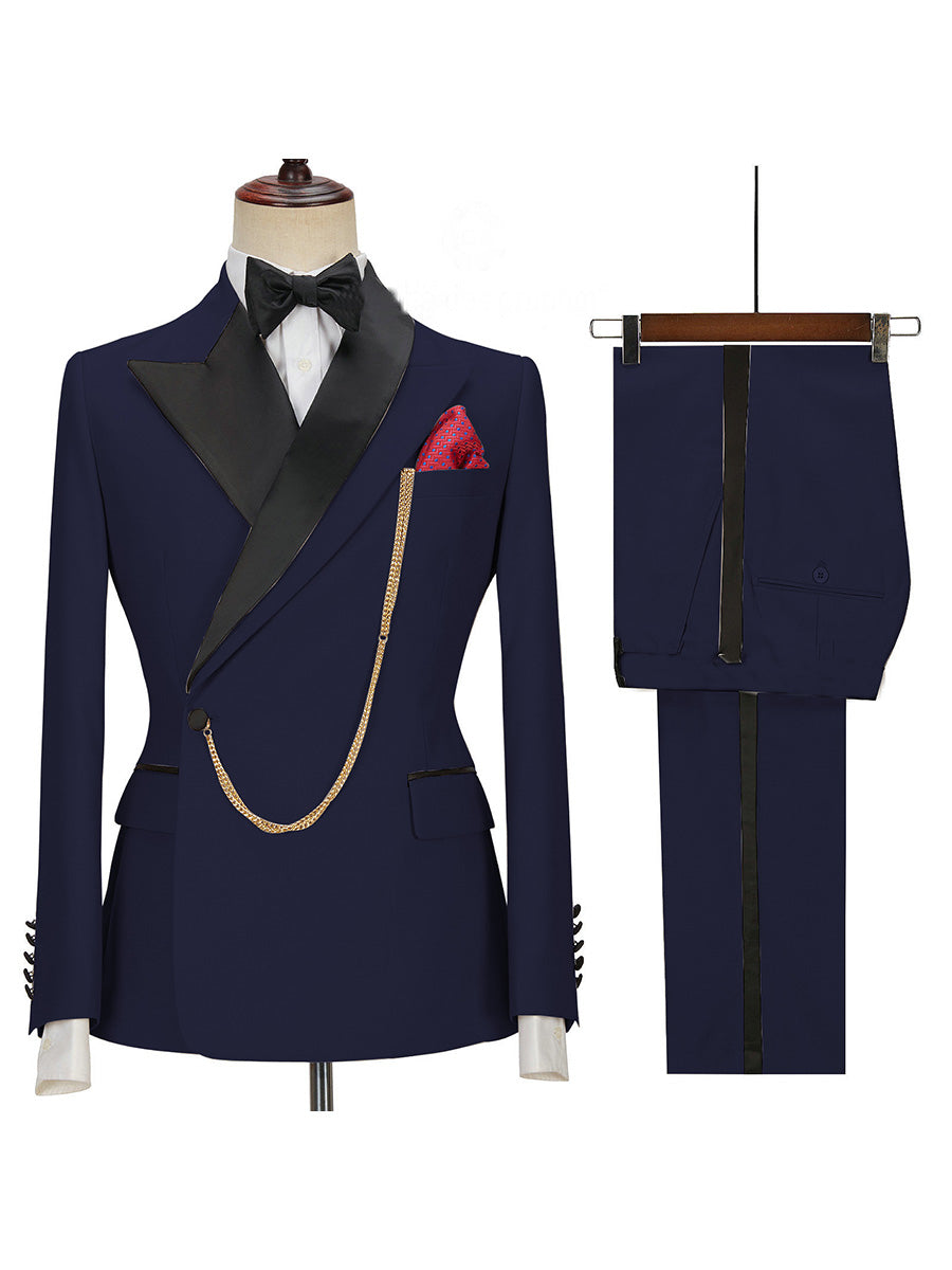 Costume Homme 2 Pièces En BLEU_MARINE Polyvalence Élégante pour un Style Affaires et Décontracté Coupe Affinante