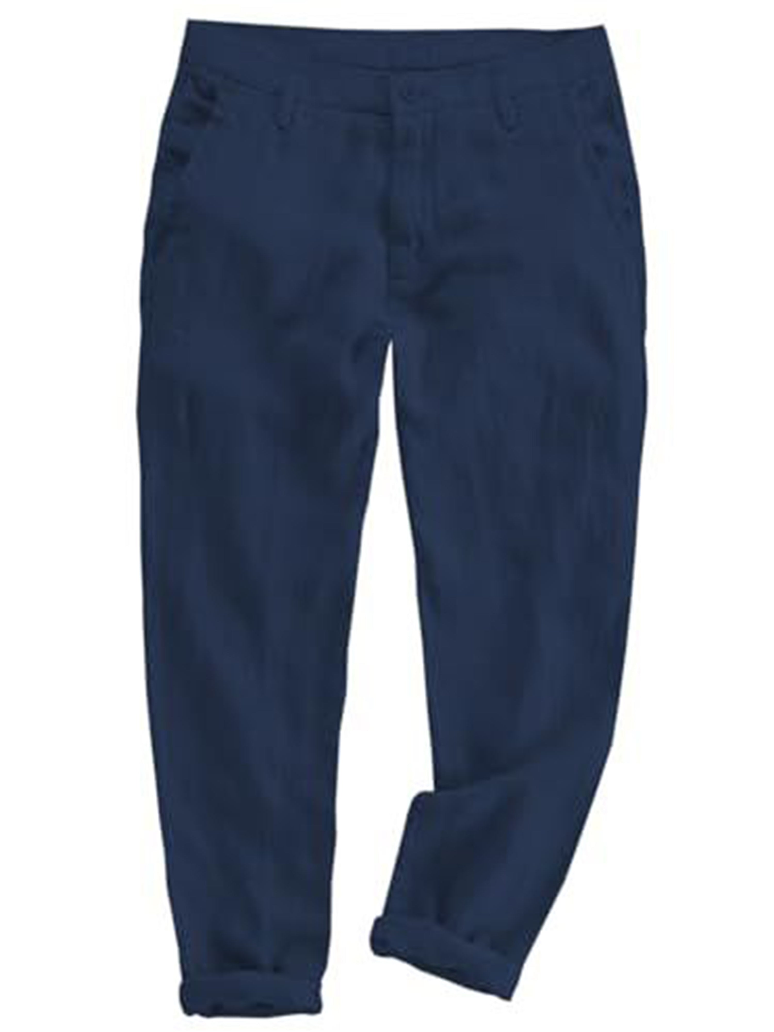 Pantalon de costume en lin et coton pour homme décontracté pour l'été en MARINE_FONCE