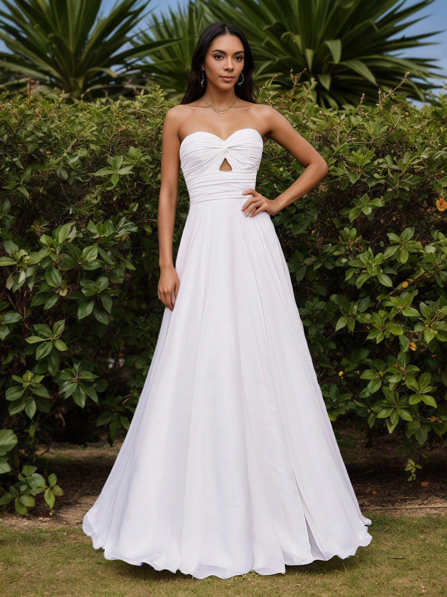 Cicinia Robe de Mariée Plage Longue A-Line sans Manches Décolleté Cœur Longueur Sol
