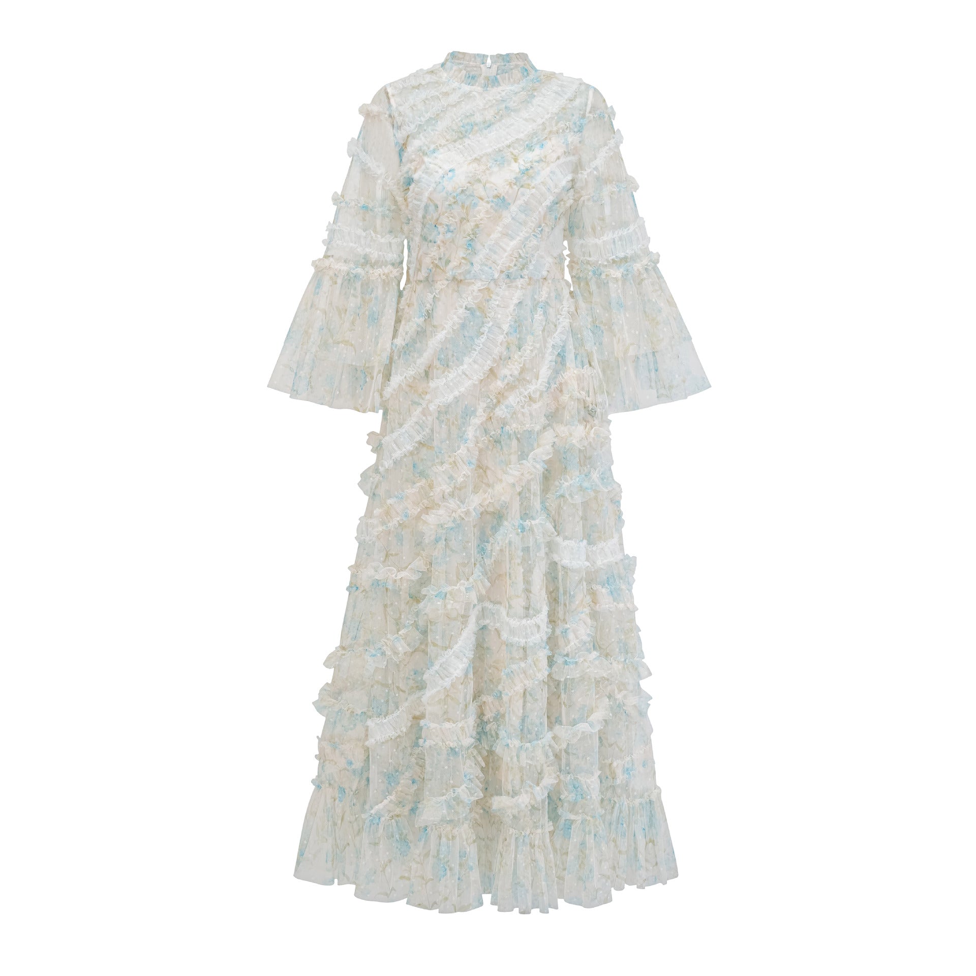 Robe Trapèze Col Rond Manches 3/4 Robe de Soirée en Bleu