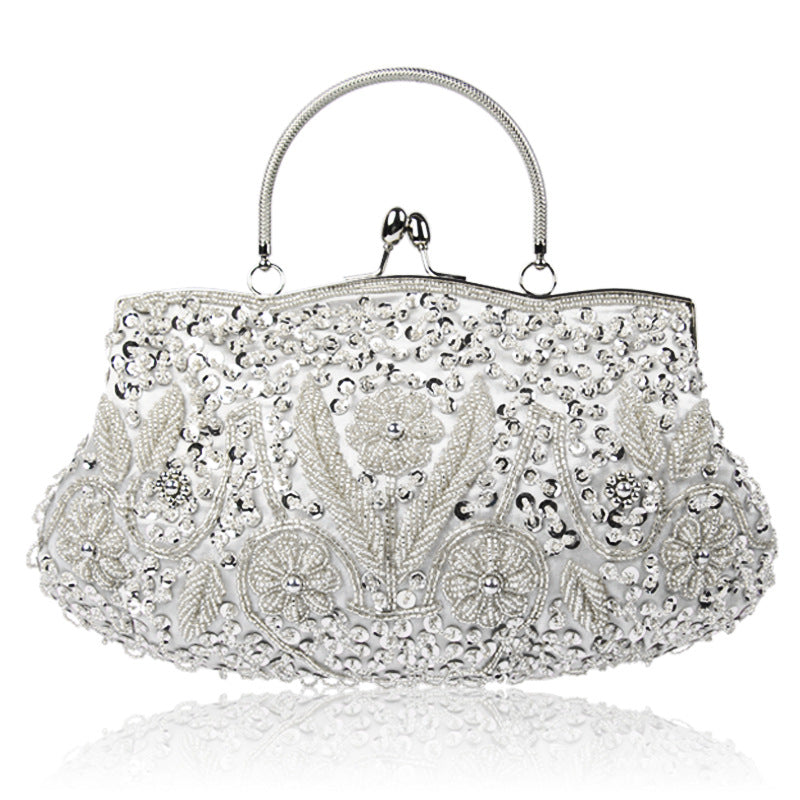 Sac de soirée vintage en broderie perlée fait à la main