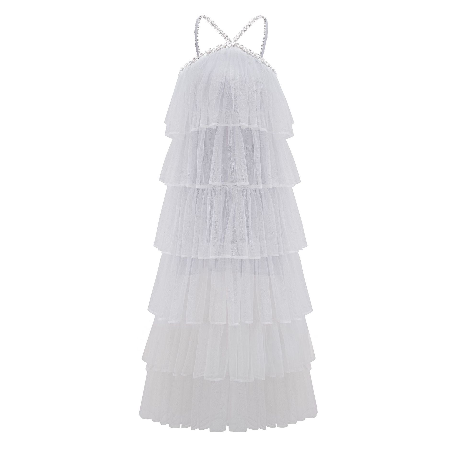 Robe Longue Licou Sans Manches Robe de Soirée en Gris