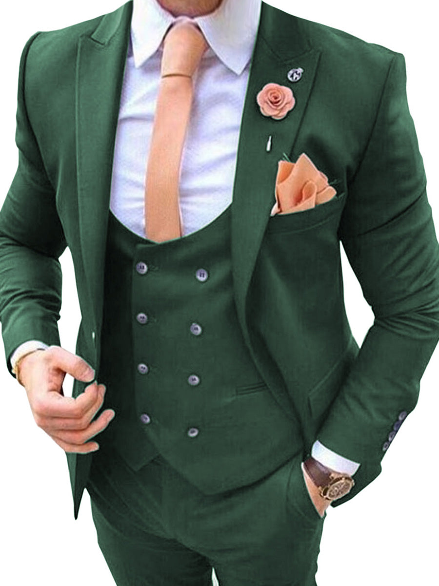 Costume Homme 3 Pièces VERT_FONCE Tenue Polyvalente pour un Style Affaires et Cérémonie Élégant