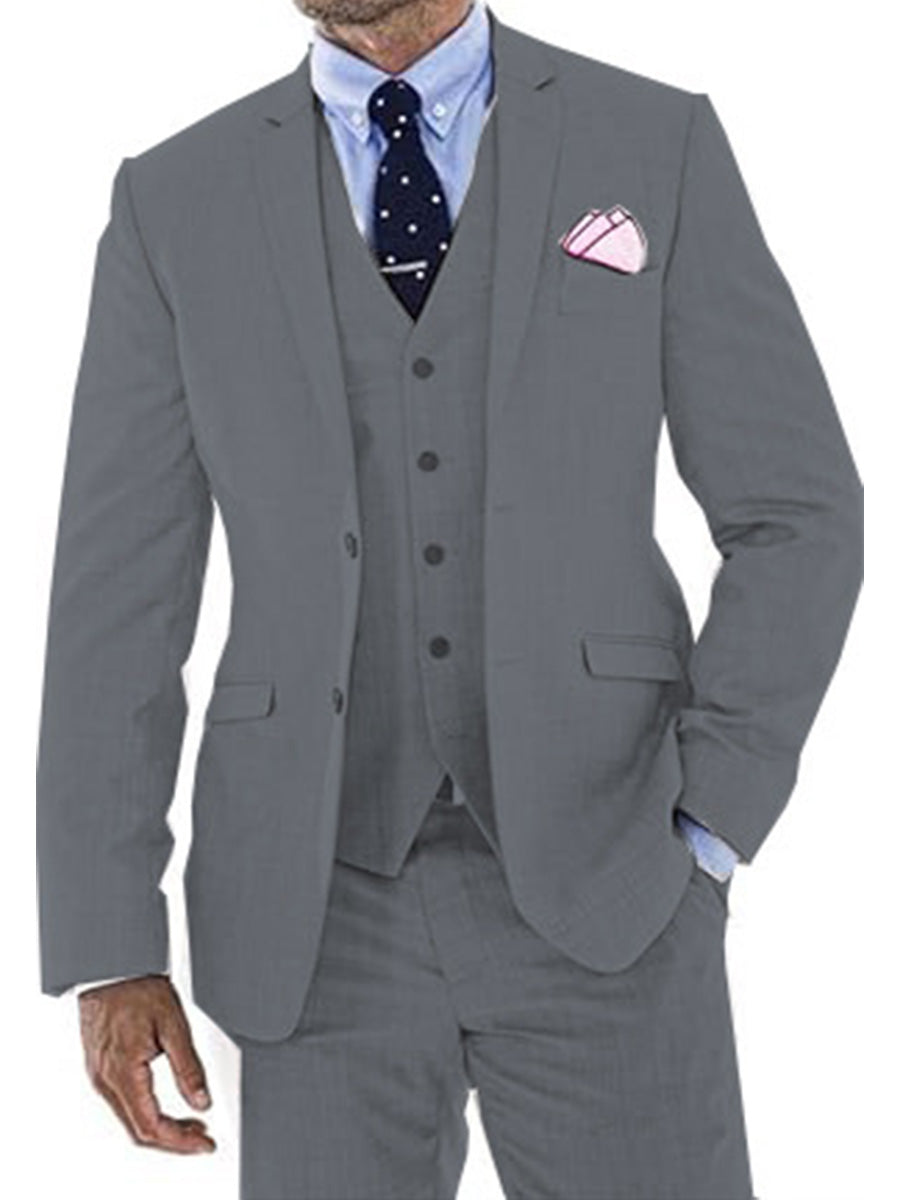 Costume Homme 3 Pièces GRIS_ACIER en Lin avec Queue-de-Pie Style Rétro et Coupe Slim pour Mariage et Bal d'Été