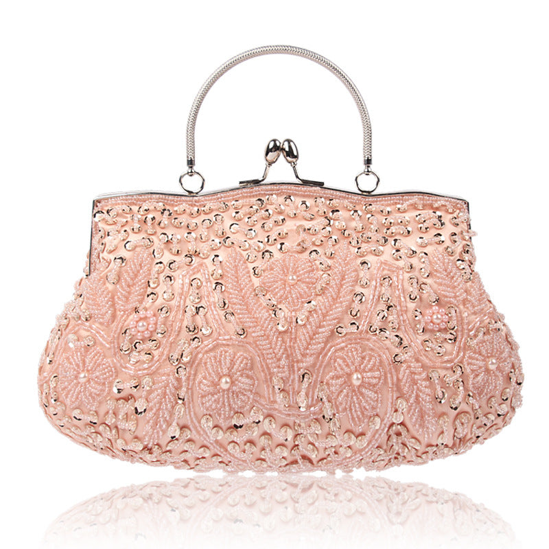 Sac de soirée vintage en broderie perlée fait à la main
