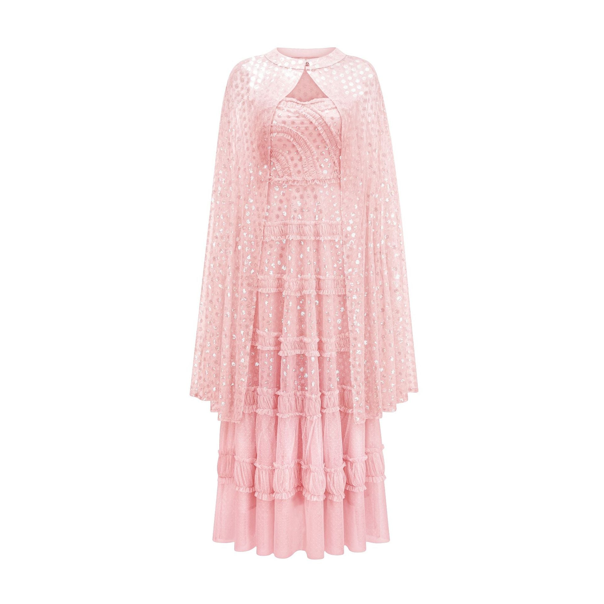 Robe Paillettes Deux Pièces Trapèze Sans Manches Robe de Soirée en Rose