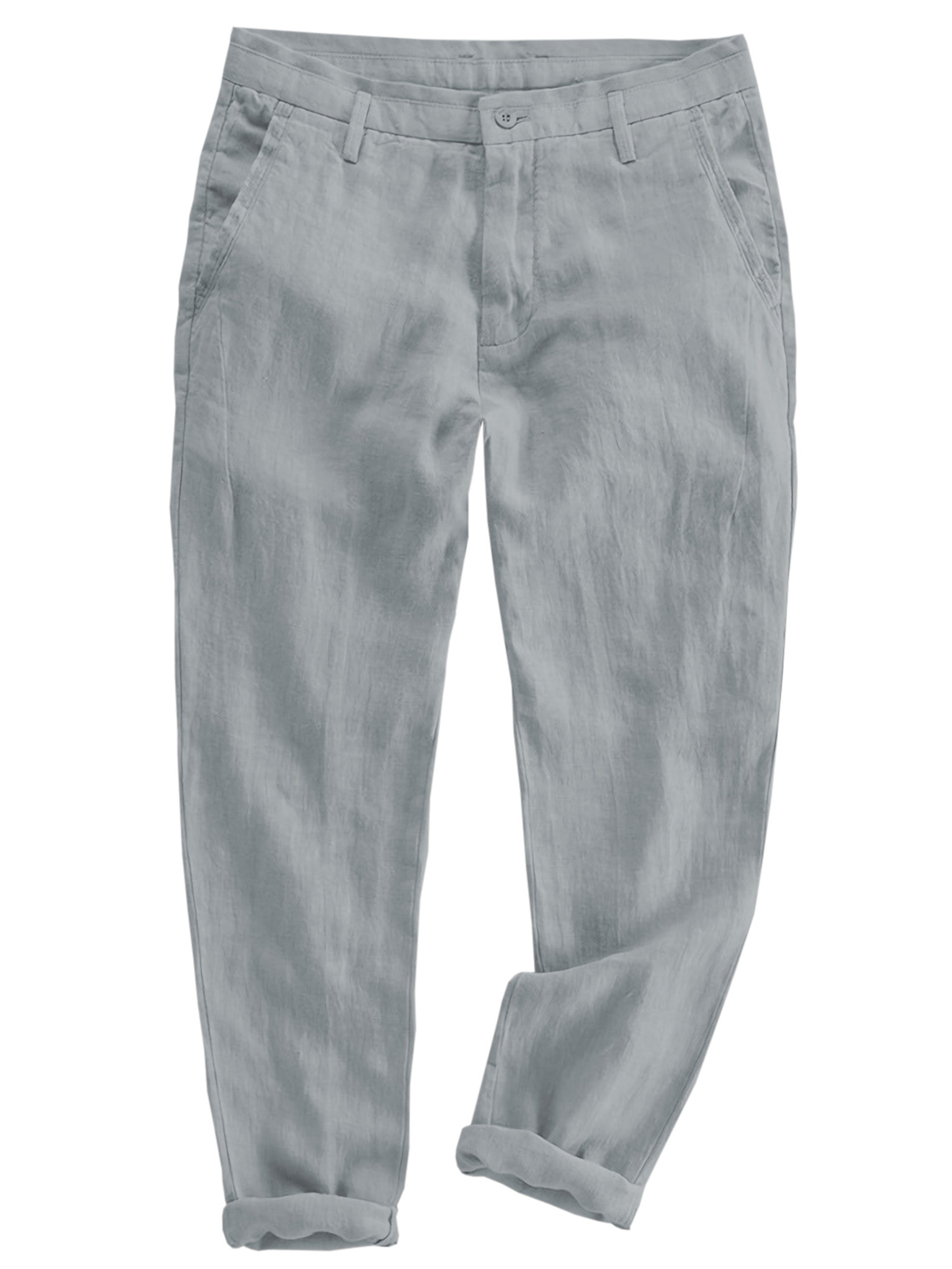 Pantalon de costume en lin et coton pour homme décontracté pour l'été en ARGENT