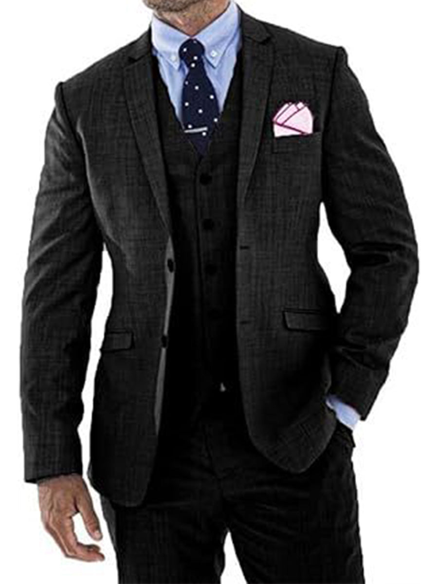 Costume Homme 3 Pièces NOIR en Lin avec Queue-de-Pie Style Rétro et Coupe Slim pour Mariage et Bal d'Été