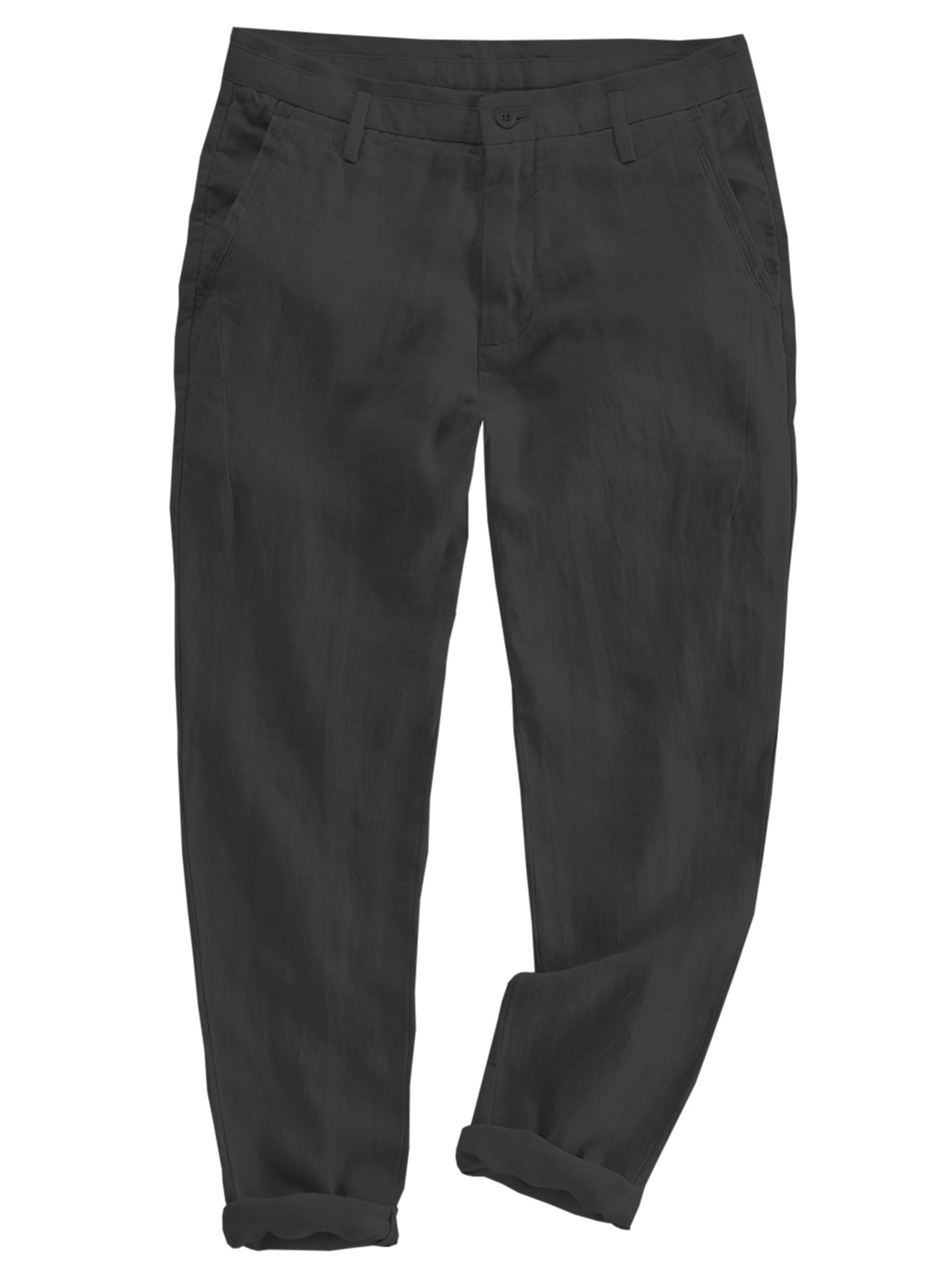 Pantalon de costume en lin et coton pour homme décontracté pour l'été en NOIR