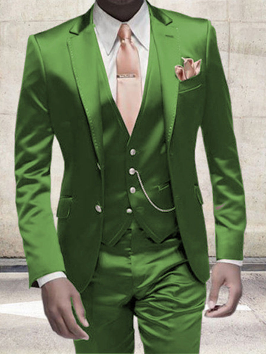 Costume Homme 3 Pièces en VERT en Satin Élégance Luxueuse pour Cérémonies et Soirées