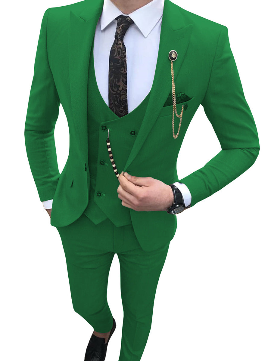 Costume Homme 3 Pièces VERT Coupe Slim et Style Coréen Moderne pour une Silhouette Affinée en Affaires