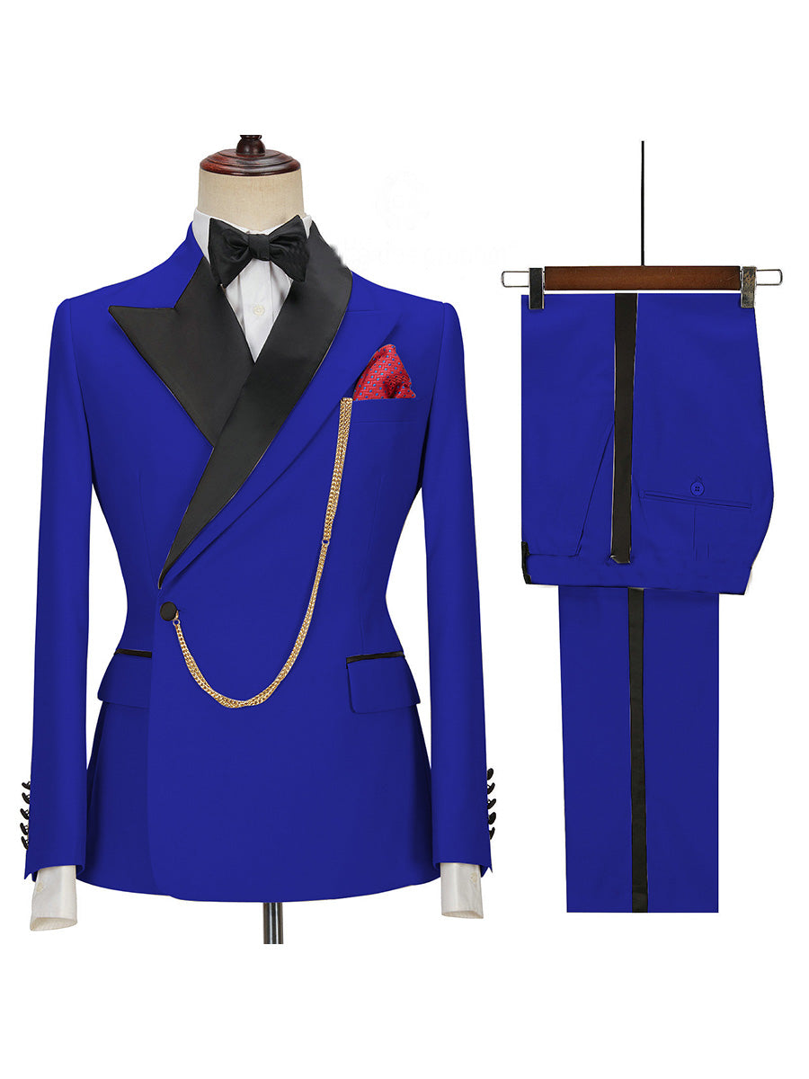 Costume Homme 2 Pièces En BLEU_ROYALE Polyvalence Élégante pour un Style Affaires et Décontracté Coupe Affinante