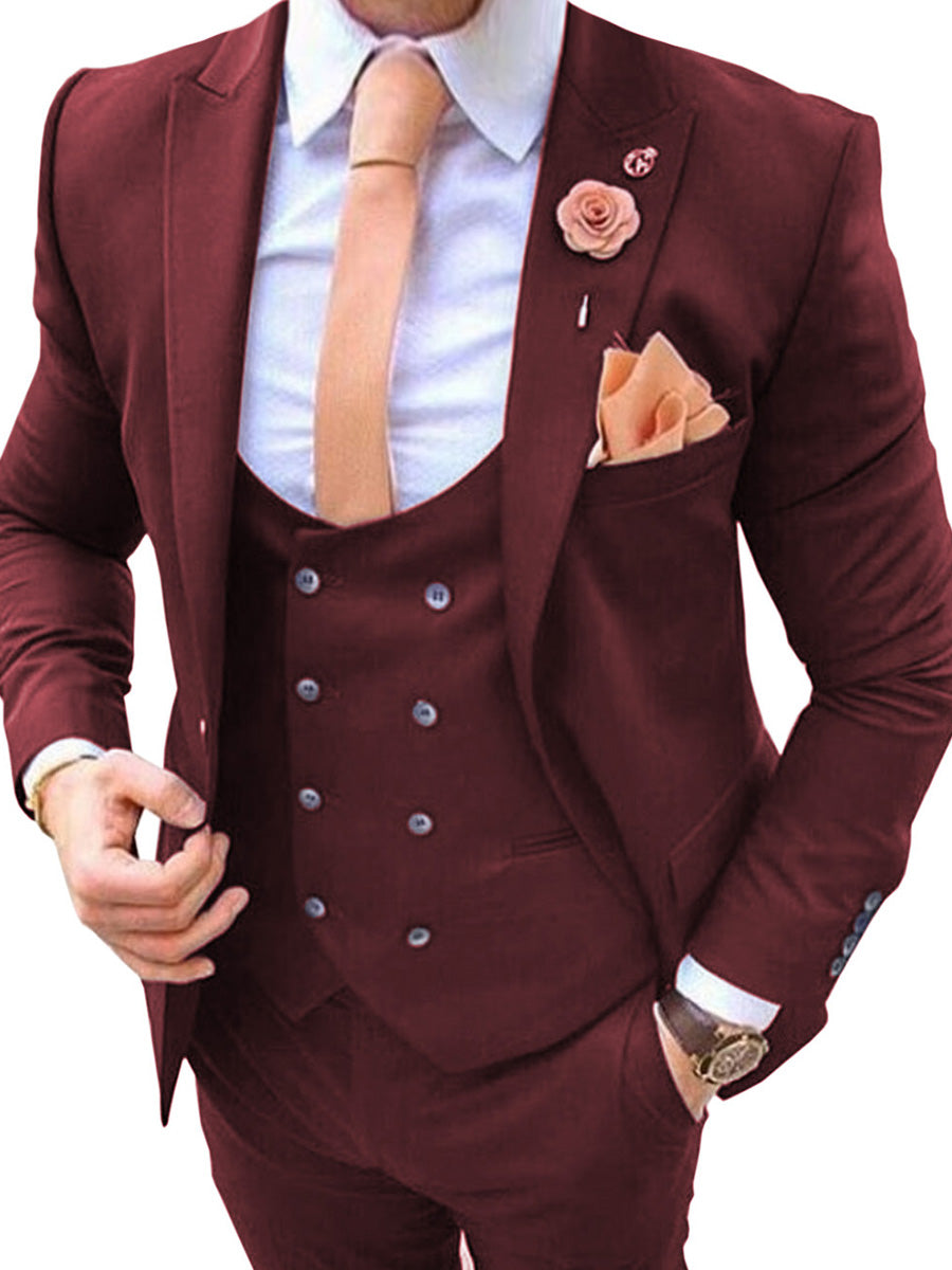 Costume Homme 3 Pièces BORDEAUX Tenue Polyvalente pour un Style Affaires et Cérémonie Élégant