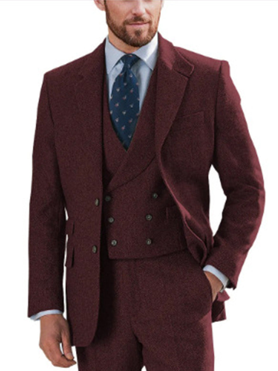 Costume Homme 3 Pièces en BORDEAUX Nouvelle Collection à Coupe Slim pour Affaires Réception et Marié