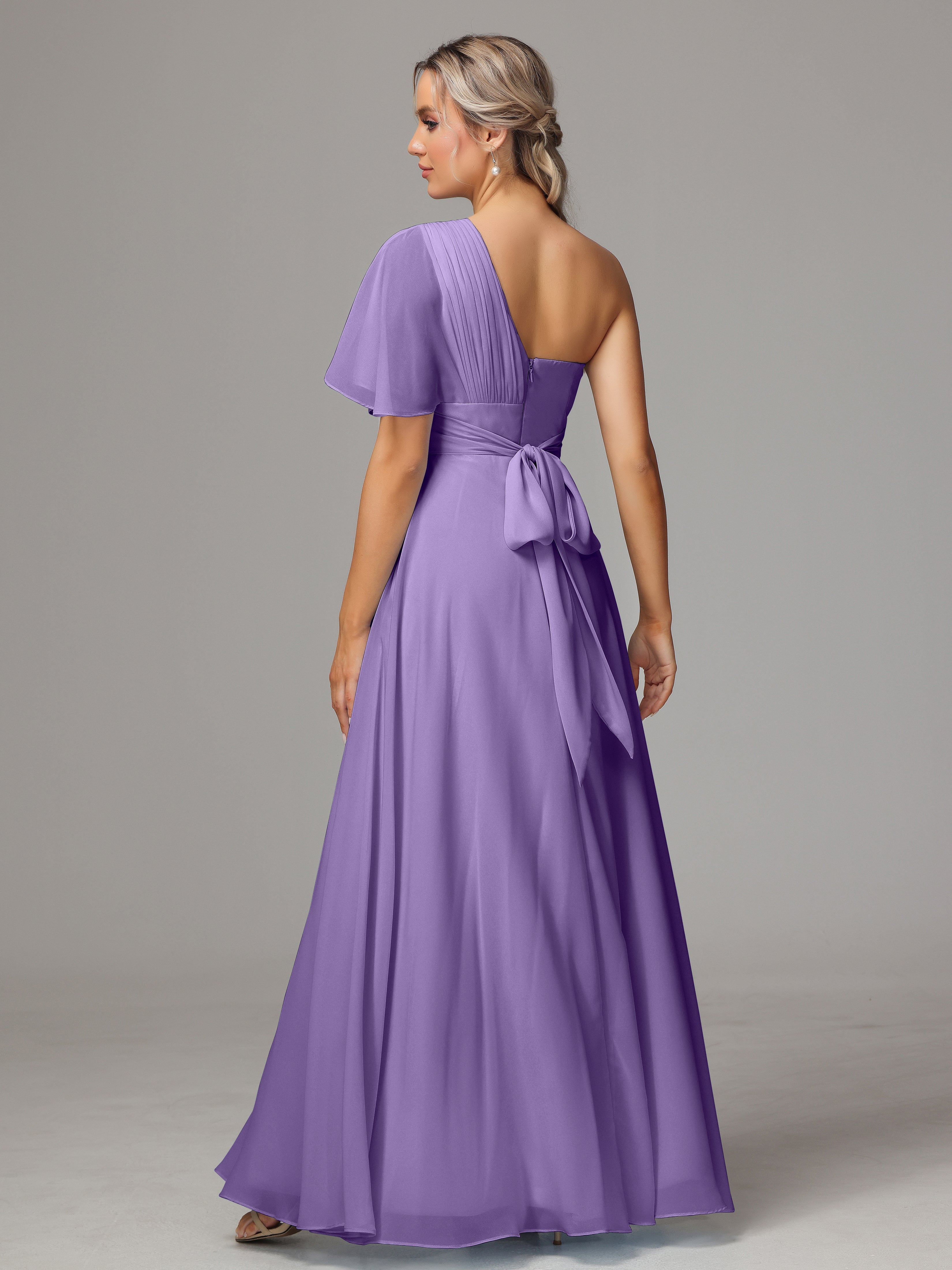 Robes De Demoiselle D'Honneur Tahiti Fendue Seule Épaule Mousseline Robe Demoiselle D'Honneur
