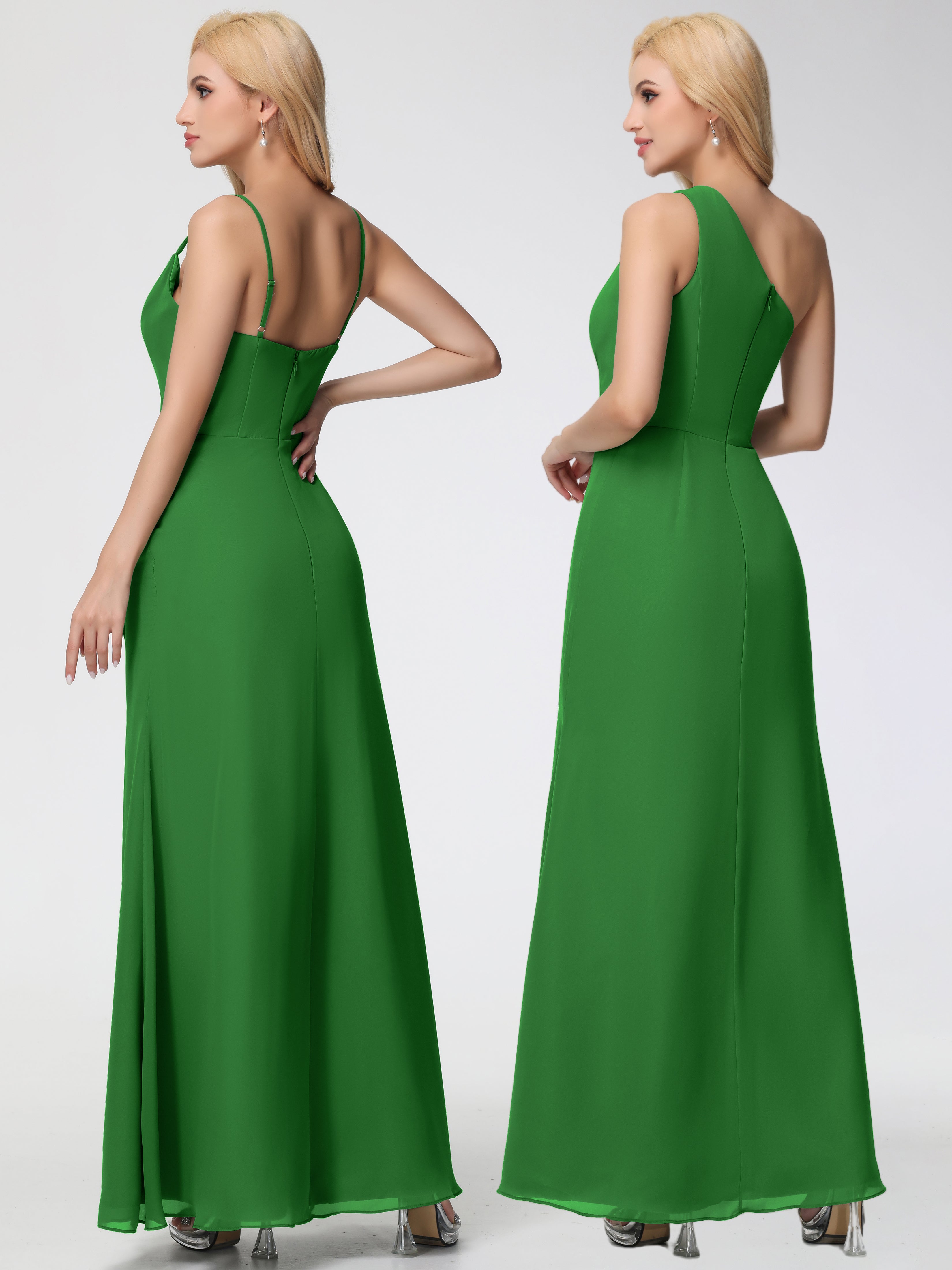 Robe Demoiselle D Honneur Vert Col bénitier Fendue Fourreau/Colonne Mousseline Robe Demoiselle d'Honneur